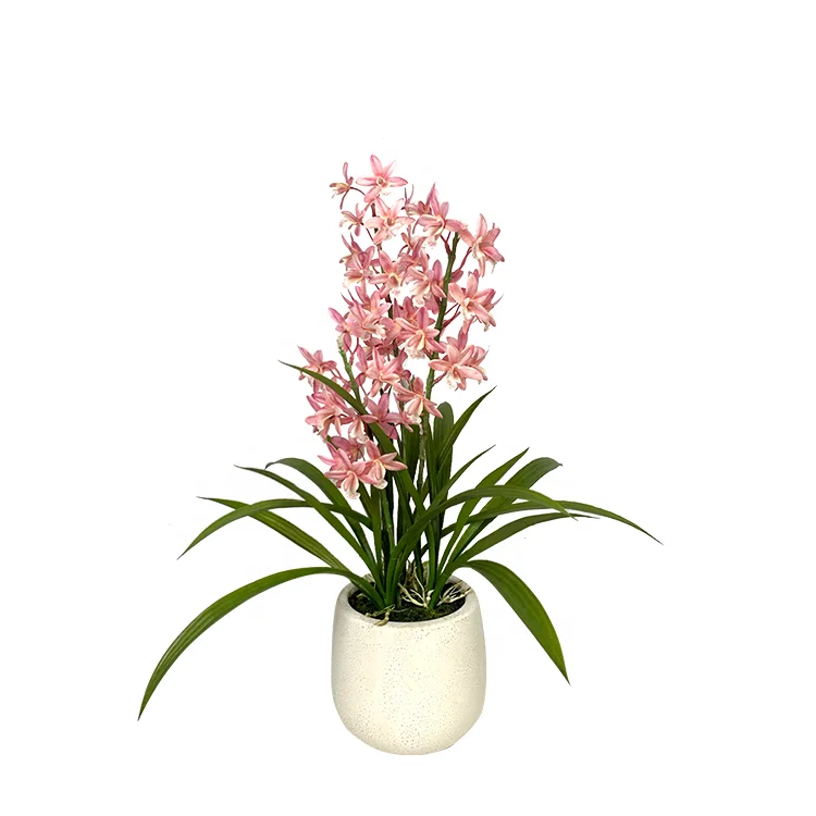3D натуральная ткань Cymbidium Spray Bonsai искусственные