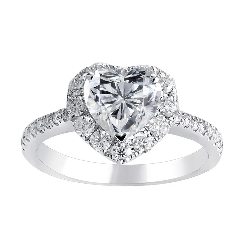 Romantic S925 Sterling Silver Jewellery Adjustable Engagement Ring Moissanite Rings Lady Moissanite Ring For Wedding