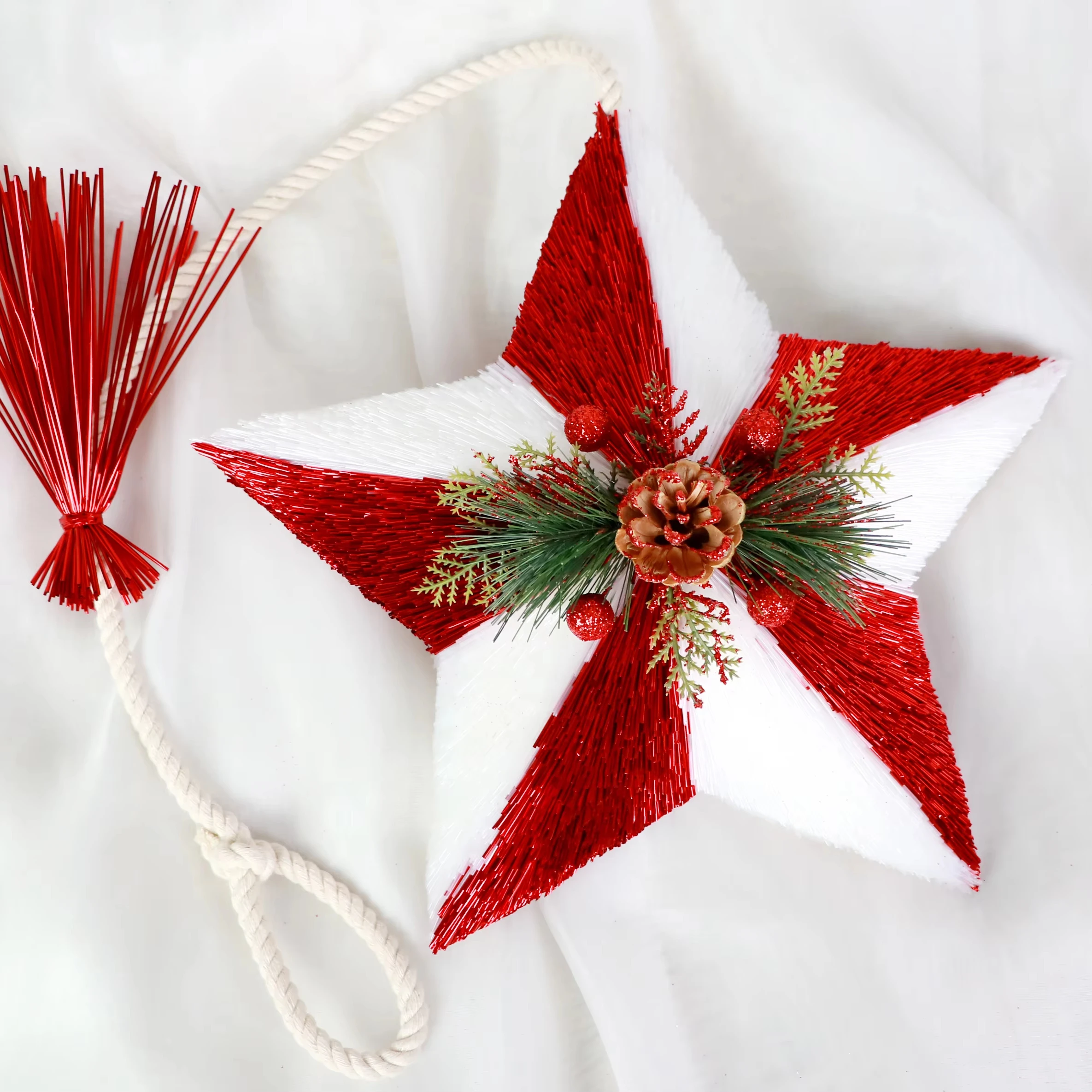 High quality PET material pentagram Christmas tree pendant for Christmas decoration