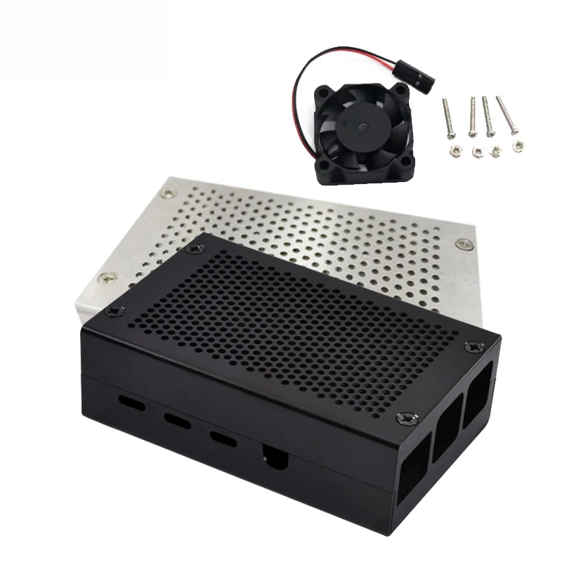 Raspberry Pi 4B Aluminum Mesh Box Raspberry Pi 4th Generation Metal Case With Cooling Fan