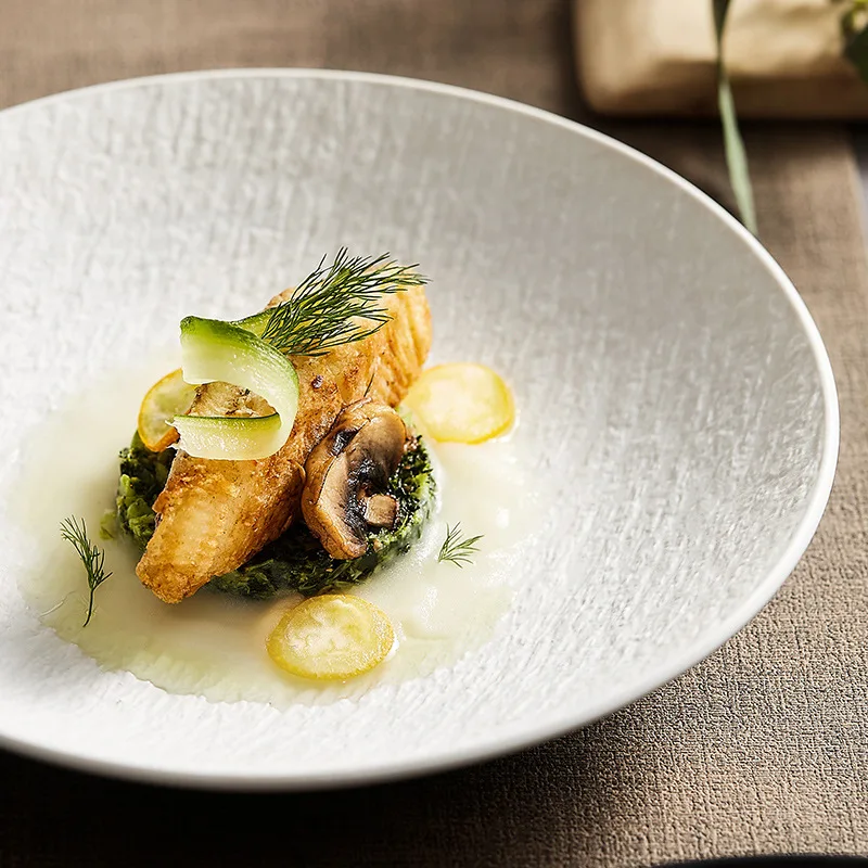 Creative Black Stone Home Dish Light Luxury Deep Western Food Ceramic Plate