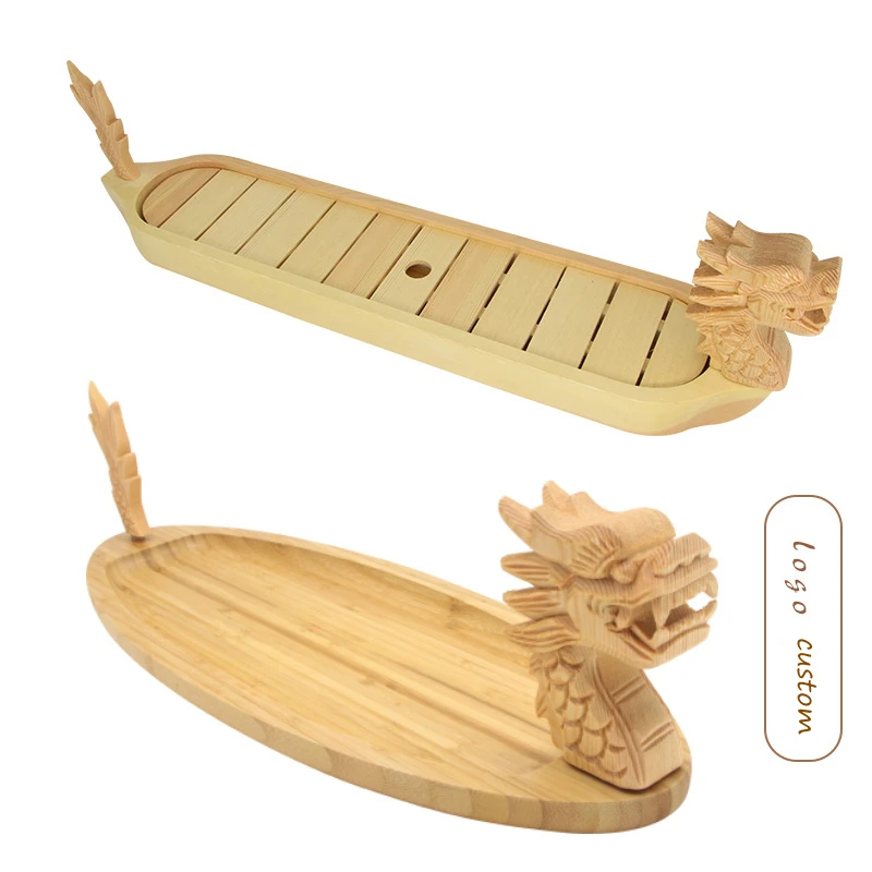 Hensin Individual Eco-friendly Various Japanese Style Party Wooden Bamboo Sushi Serving Tray Container With Dragon Shape