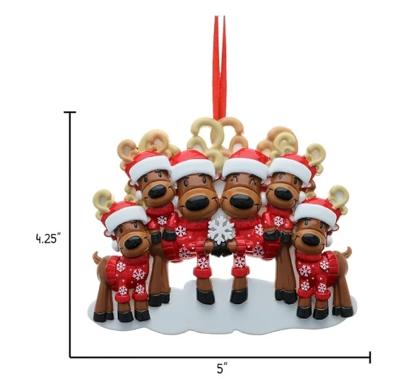 Resin personalization 2024 6 reindeer Christmas decoration gift
