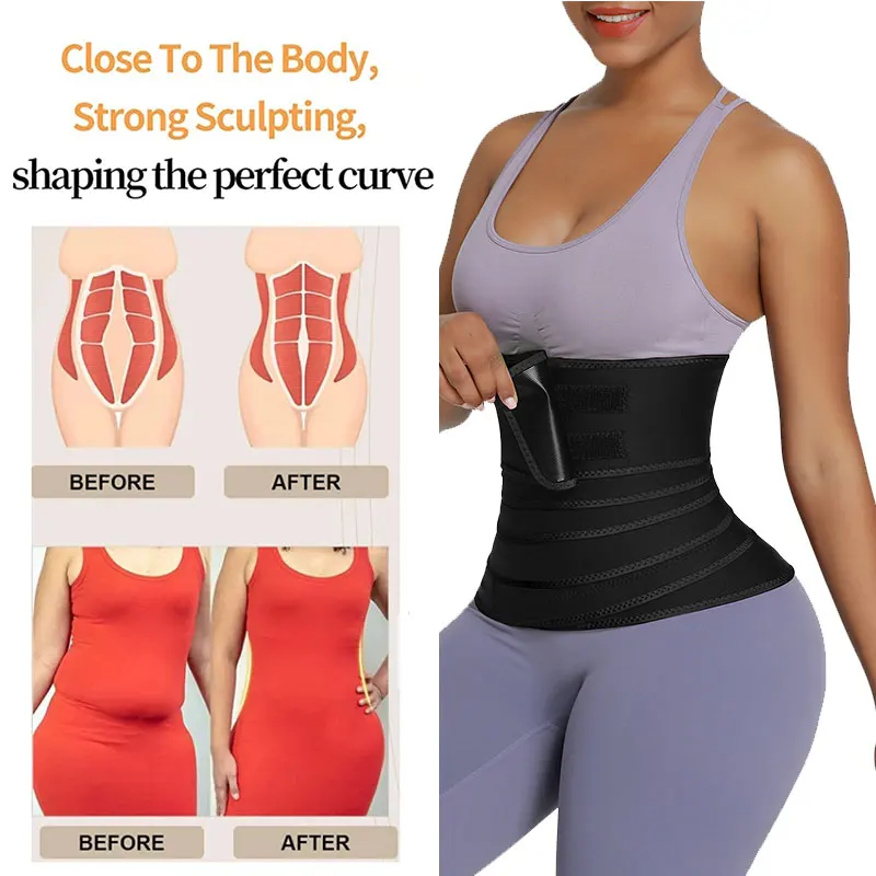 Custom Logo Women Neoprene Sauna Sweat Waist Trainer Fitness Lose Weight Abdomen Waist Wrap Belt