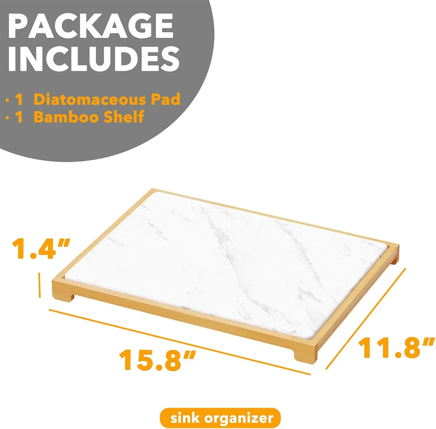 Skymoving New Super Absorbent Heat Resistant Dish Drying Mats Stone Dish Drying Mat for Kitchen Counter with Bamboo Rack