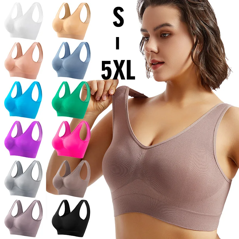 Sexy Lingerie Breathable Seamless Wireless Padded Bra Embroidery Logo Mature Underwear 2024 New Adults Plus Size XXL Bra