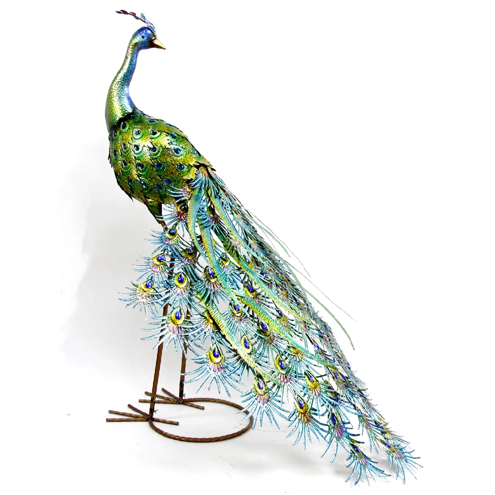 FUHUA Metal Peacock Decor for Outside Garden peacock Art Sculptures