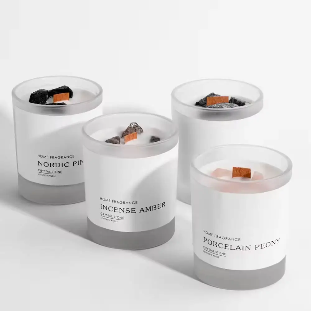 OEM Rainbow Film into Folded Box Infused Crystal Personalized Scented Candle Luxury Gift Set