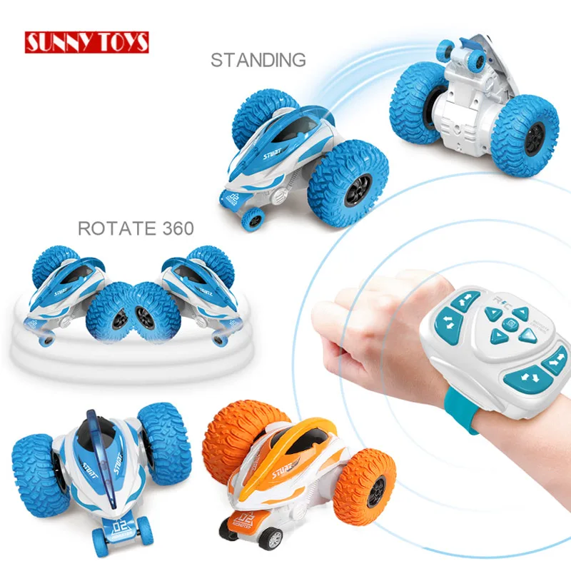 2.4g electric remote control car controlled toy 360 degree rotate stunt car control by watch with light