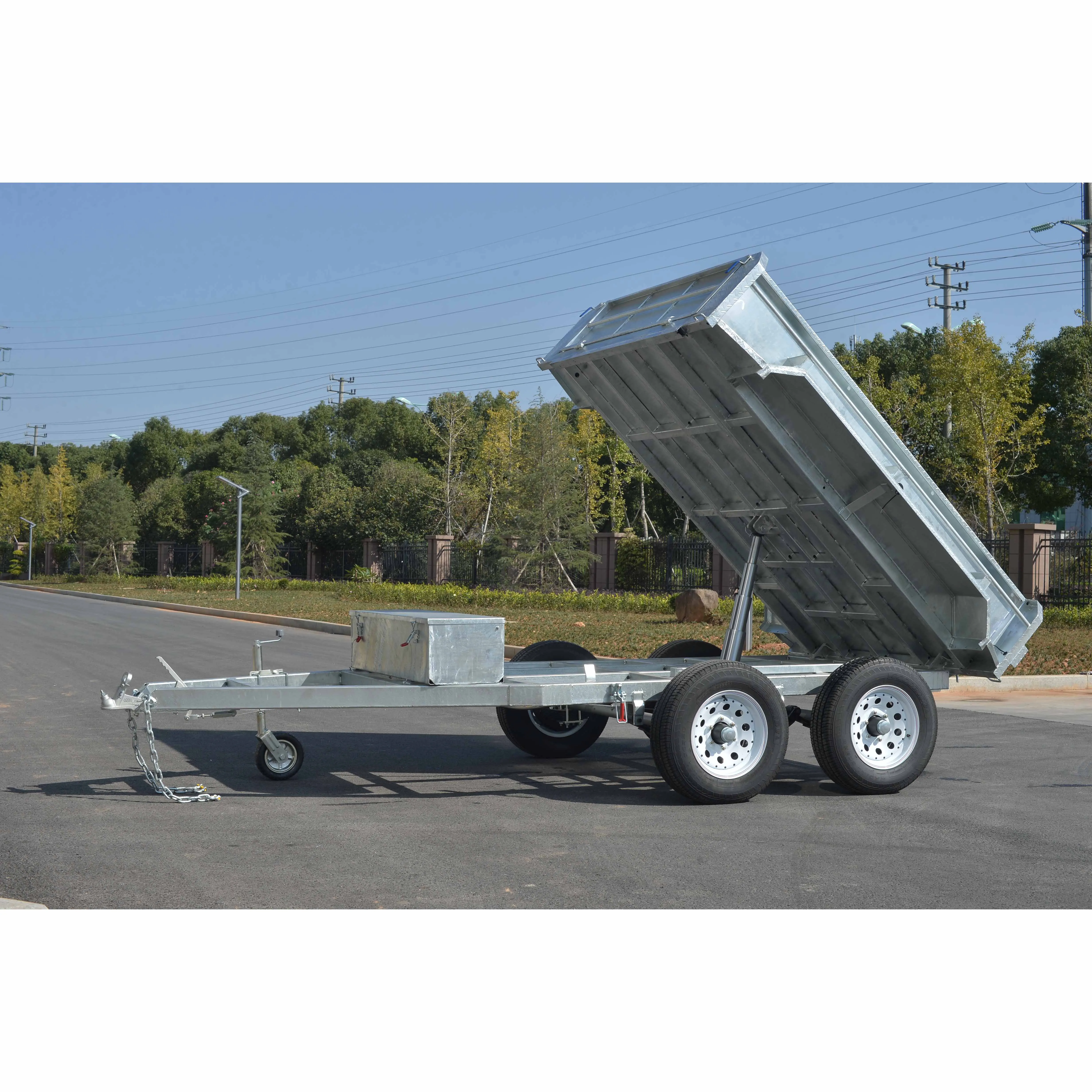 Hot Dipped Galvanized Hydraulic Strong Box Tipper Trailer Hot Sale