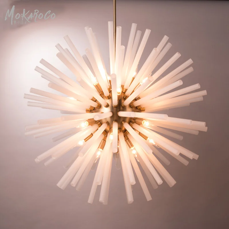 
New American fireworks stick chandelier creative personalized living room villa hall model room glass tube decorative lamps 