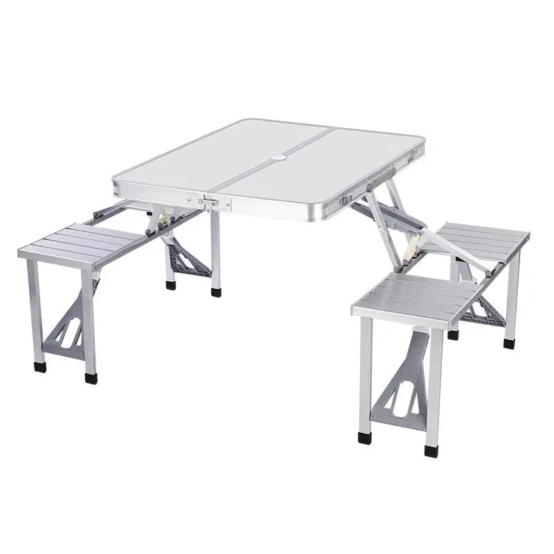 Outdoor traveling portable adjustable aluminium dining foldable table outdoor bbq camping picnic folding table with chairs