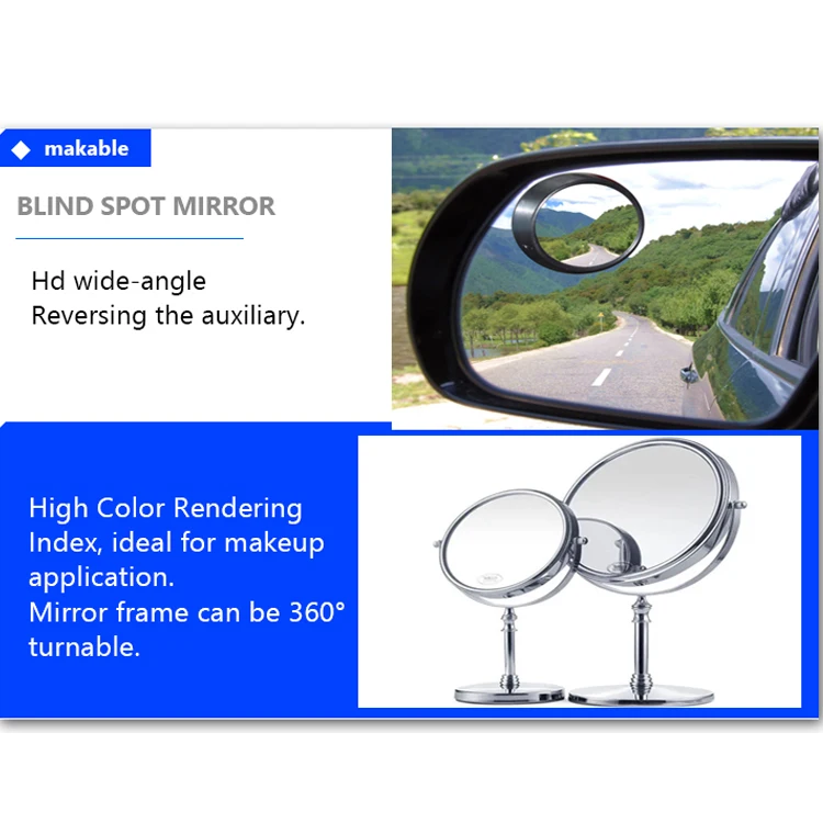 Wholesale dia150mm or custom size 3X 5X 7X 10X Custom Round Aluminium Magnifying Cosmetic Makeup Mirror Glass