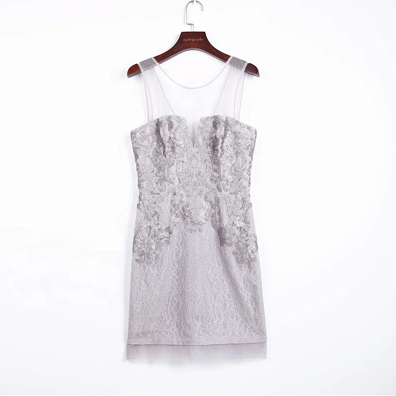 1G70 leather knit faux suede color-block paneled smart casual short dress factory for women