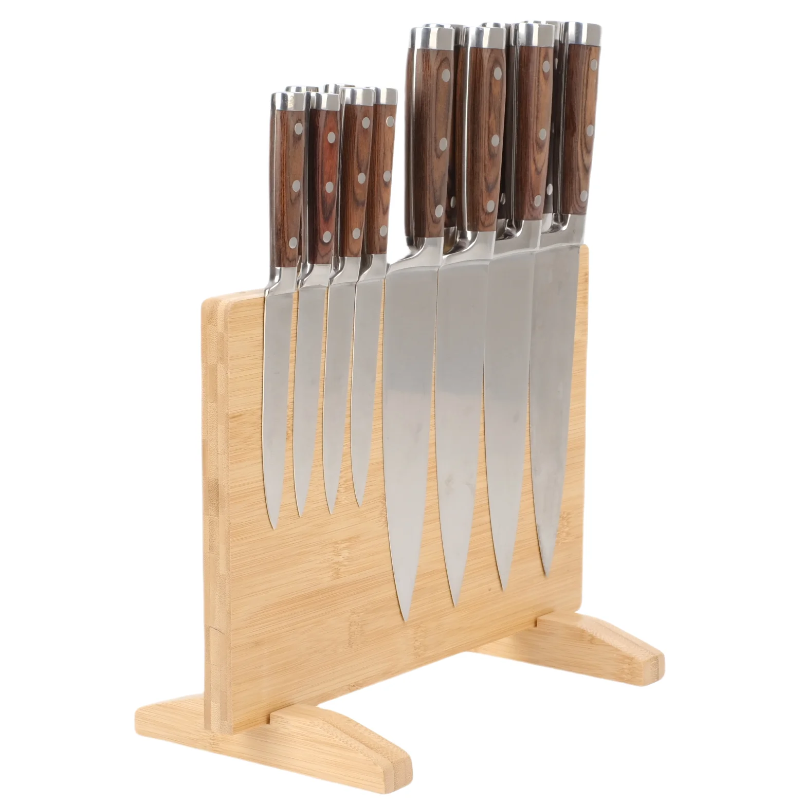 XH Bamboo Kitchen Counter Top Magnetic Knife Block Holder Rack with Strong Enhanced Magnets Multifunctional Storage Knife Holder