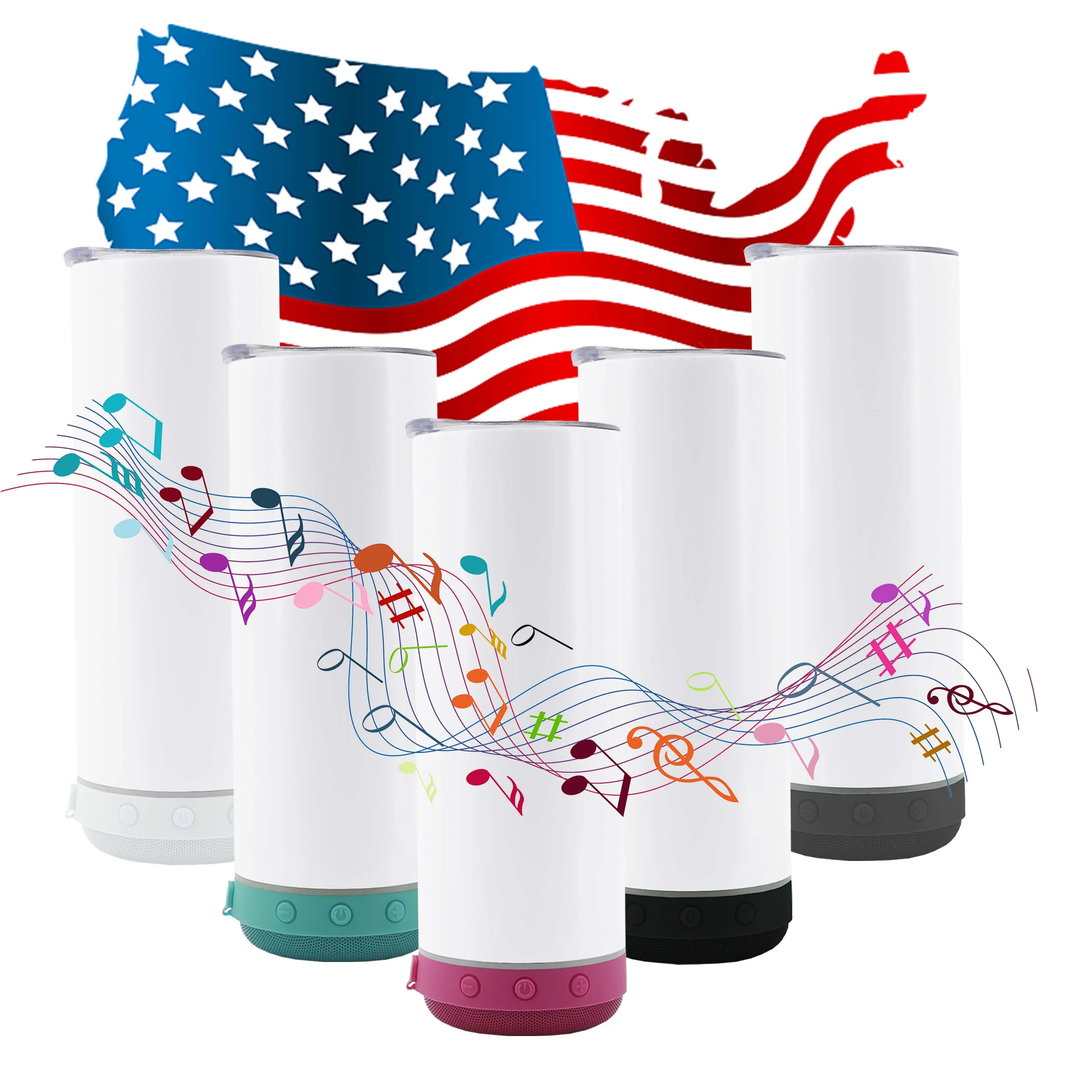 Best Seller 20oz Price Rock Straight Stainless Steel Sublimation Blanks Smart Speaker Tumbler Manufacturers with Straw and Lid