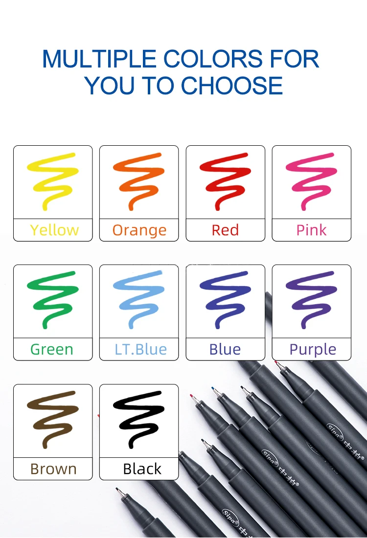 Набор цветных ручек Sipa, 10 цветов, 0,38 мм, ручки с тонким кончиком, пористые ручки с тонкими точками, набор кистей для рисования, ручка для рисования с тонкими линиями