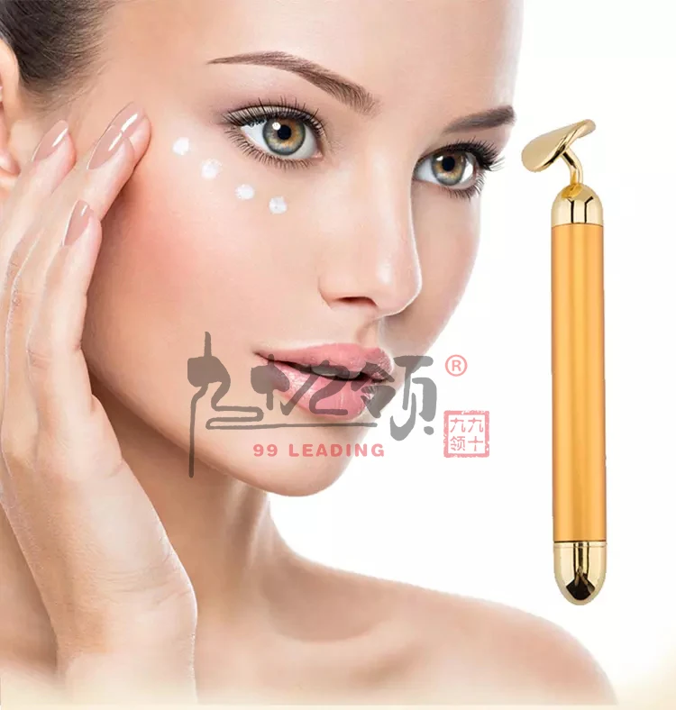 24K Golden Energy Electric Massager Personal Care Girls Face Skin Lifting Germanium Rolling Facial Massage Beauty Bar