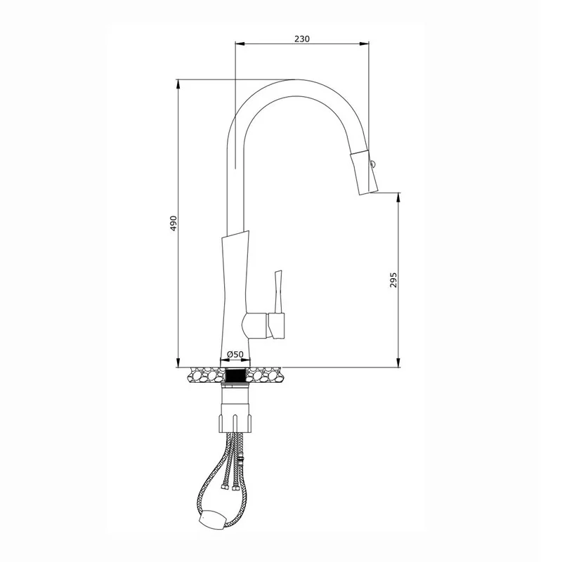 Lusa Black+Red Kitchen Hot and Cold Faucet with Pull Sink Accessory Single-Hole Installation Kitchen Faucet