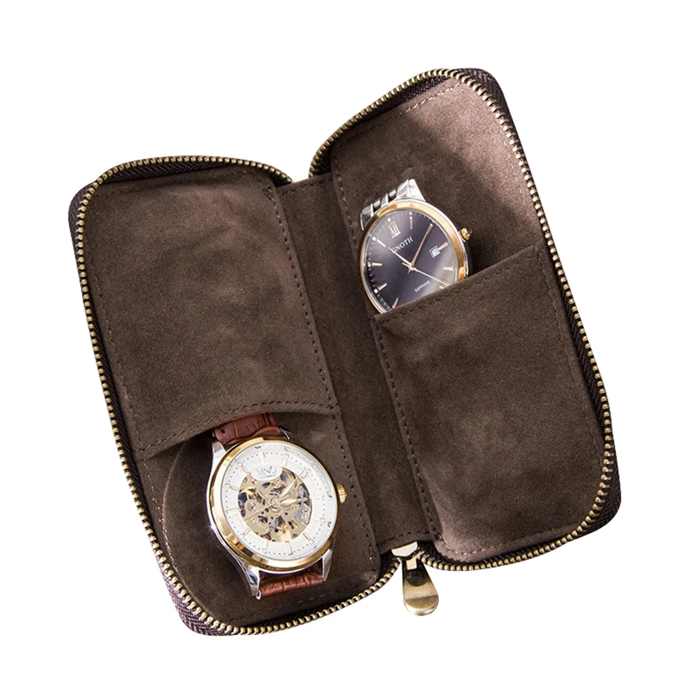 Leather  Luxury Watch Case With Gift Storage  Box Packaging In Stock Low MOQ Custom Logo Men double jewelry watch box