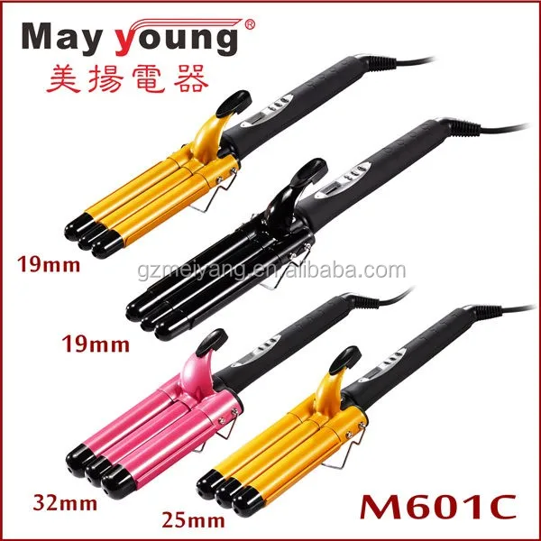 M601C PTC heater Tourmaline Triple barrel hair curler 3 barrel curling iron hair waver