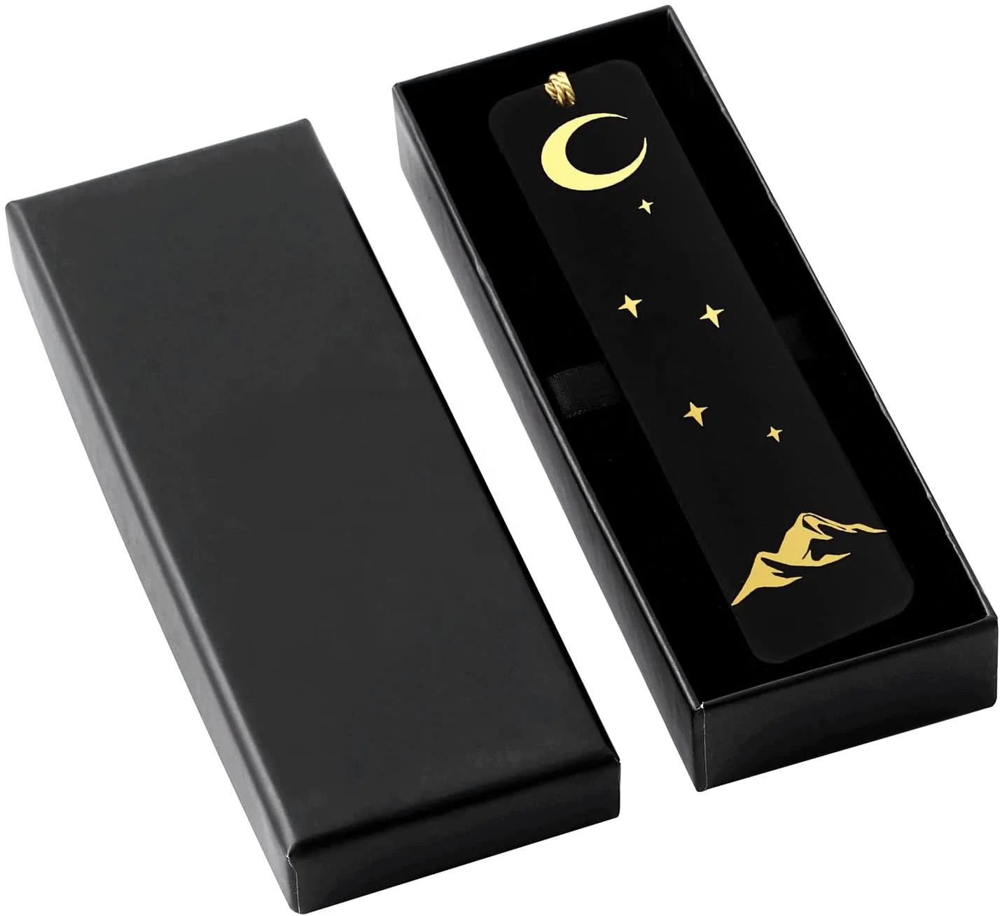 Wholesale Luxury Custom Personal Design Diy Moon Star Black And Gold Blank Metal Stainless Steel Bookmark For Gift