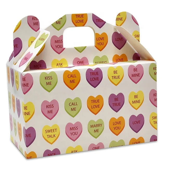 2022 New Custom Designed  Paperboard Treat Boxes with Window White Valentines Day Containers Valentines Day Cookie Boxes