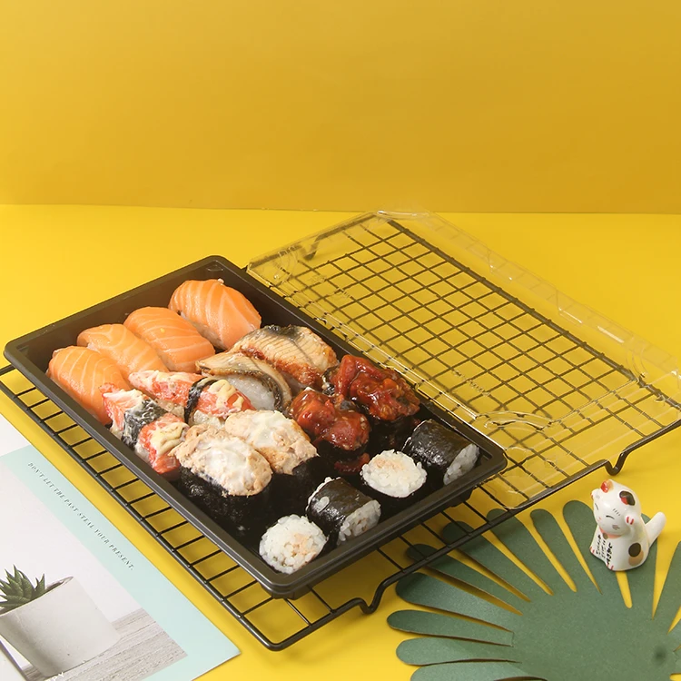 Дешевая блистерная упаковка PS прямоугольная пластиковая коробка для суши с крышкой Bento