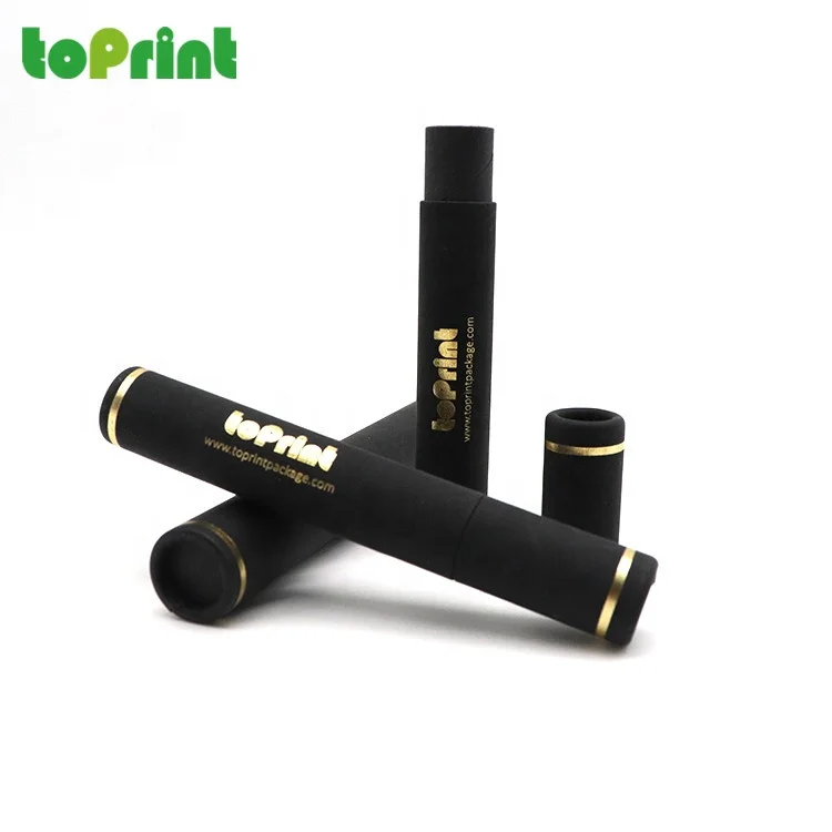 
Biodegradable Custom Printing Slim Cardboard Cylinder Black Round Paper Box For E-Cigarettes Cbd Vape Pen Packaging 