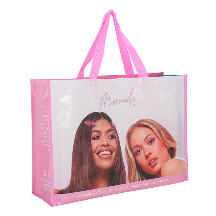 Горячая Распродажа, Пользовательский логотип, переработанная сумка для покупок rPET, многоразовая водонепроницаемая сумка-тоут, экологически чистая продуктовая сумка из переработанного пластика