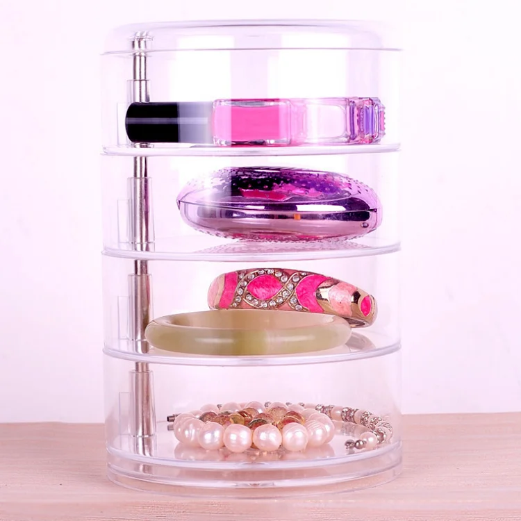 Plastic Crystal Rotating Makeup Cosmetic Organizer Factory Price Rotating Jewelry Box
