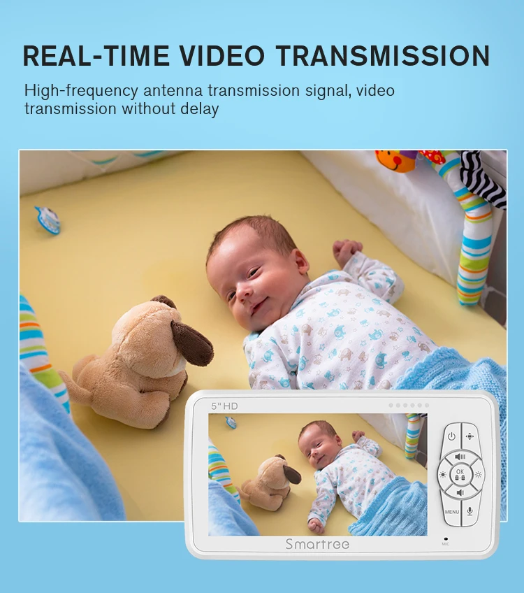 Intercomunicador baby monitoring portable audio wifi temperature baby monitor 5 inch