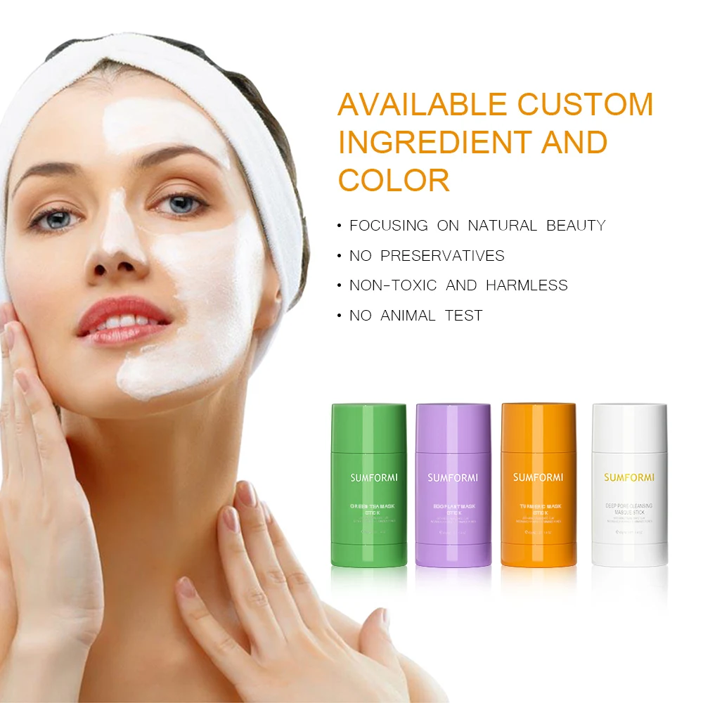Private Label Face Skin Care Green Tea Cleansing Mask Purifying Clay Stick Facial Mud Organic Mask Stick