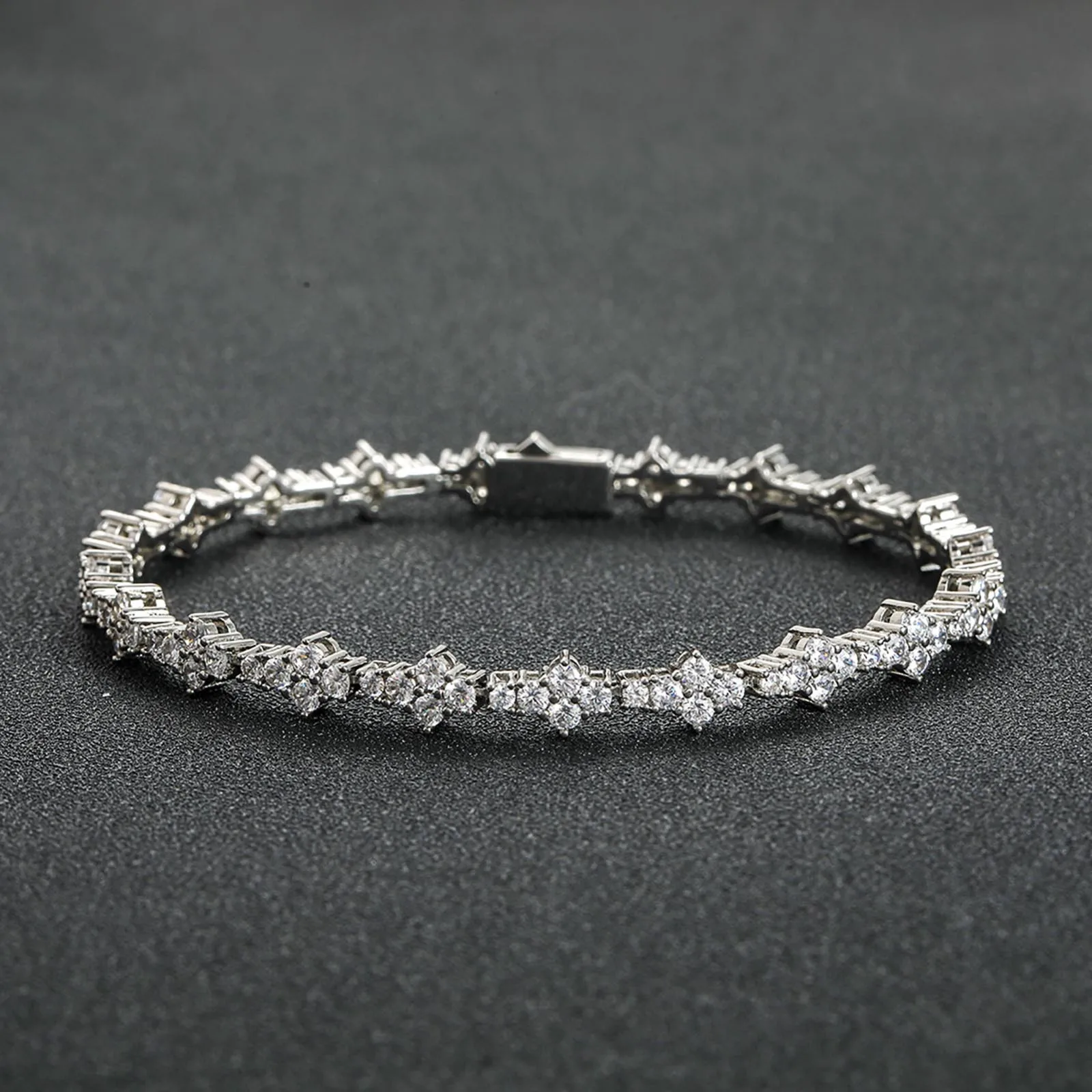 European and American plum blossom tennis chain men hip-hop bracelet zircon fashion brand spring buckle jewelry