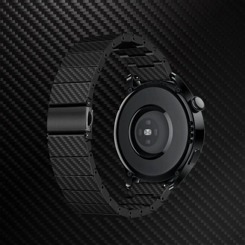 CAOWTAN Luxury Watch Strap for Huawei GT2 3 20mm 22mm Band for Samsung Watchbands 4 5 Pro Classic Carbon Fiber Pattern Strap