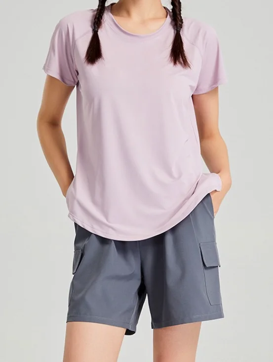 Yoke New Style Loose Hollow Breathable Women Support Custom Fitness Short Sleeve Quick Dry Loose Yoga Tops Plus Size