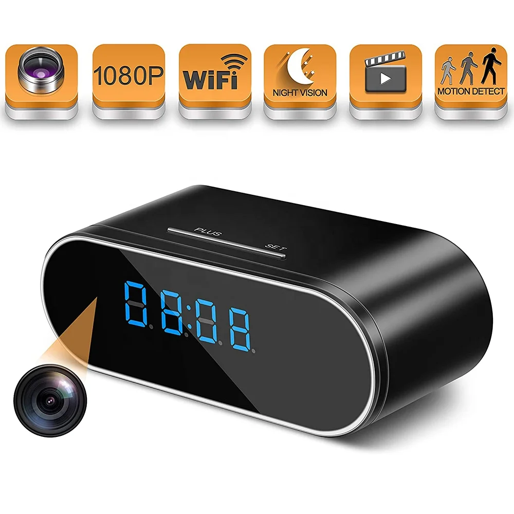  1080P WiFi шпионская камера Скрытые часы камеры с ночным видением Обнаружение движения циклическая запись телефон приложение и программное обеспечение для