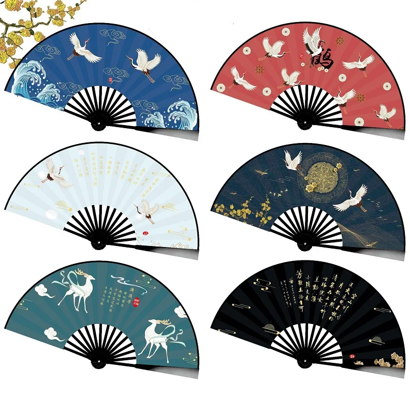 Bamboo Crafts Multicolor Wooden Hand Fan Chinese Fans Handheld Folded Fan For Wedding Party And Home Decoration
