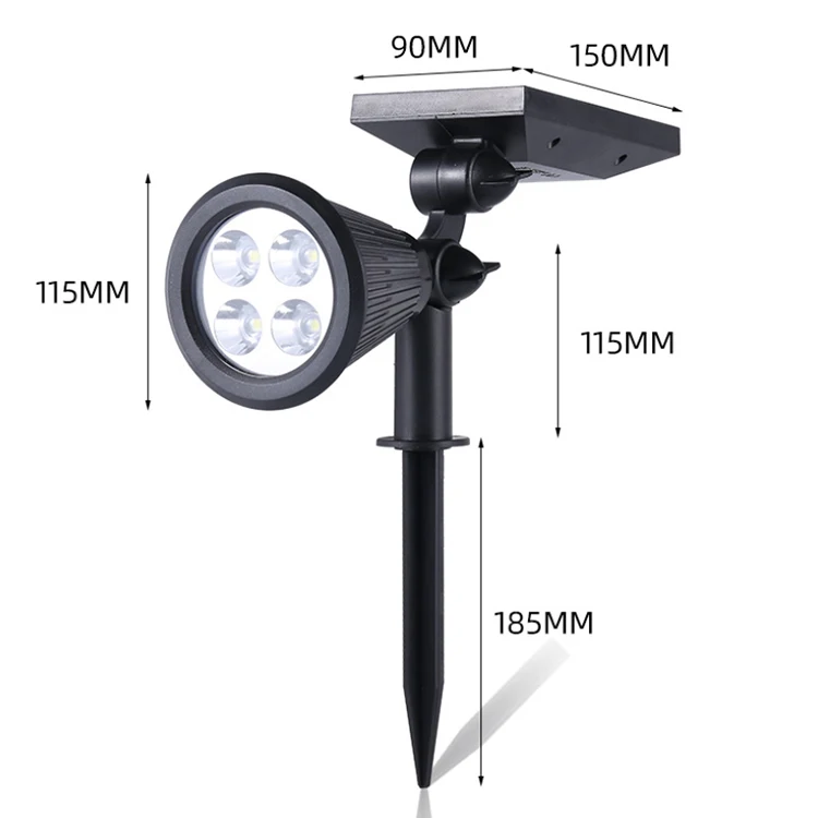 Smart 4 big LEDs lawn RGB light IP65 waterproof solar led garden lights outdoor wall led light landscape solar recharged