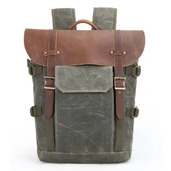 Waterproof Big Capacity  Leather Canvas  Laptop Backpack Made in China
