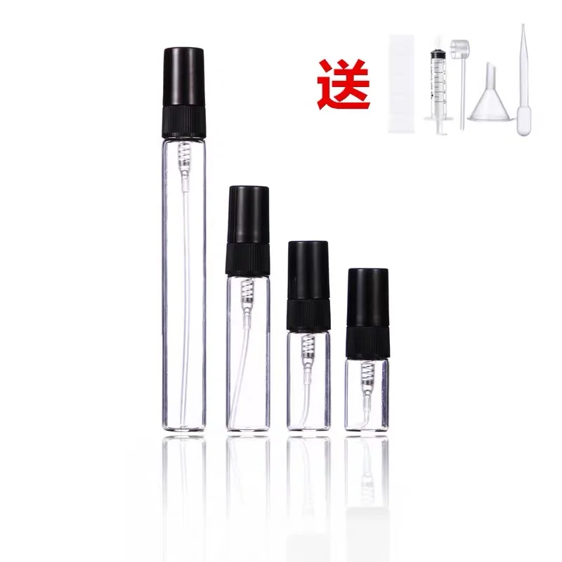 High Quality 2ml 3ml 5ml 10ml Small Perfume Atomizer Vials Sample Glass Bottle With Plastic Spray Pump Mini Tester Bottles