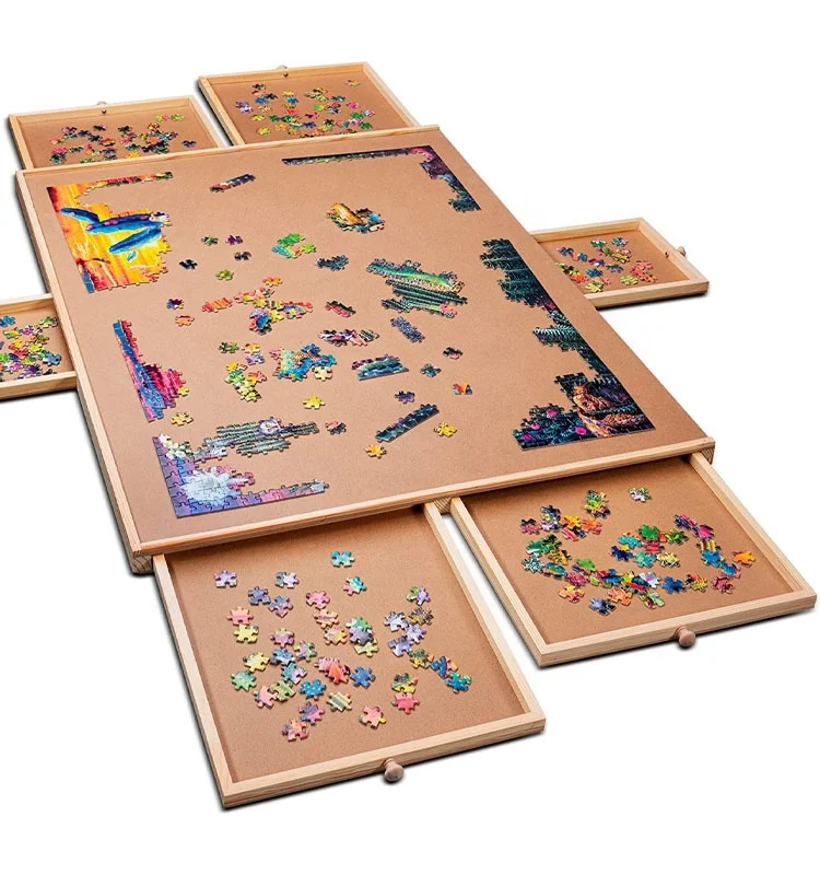 Cheap 1500 Piece Wooden Jigsaw Puzzle Board Table Portable