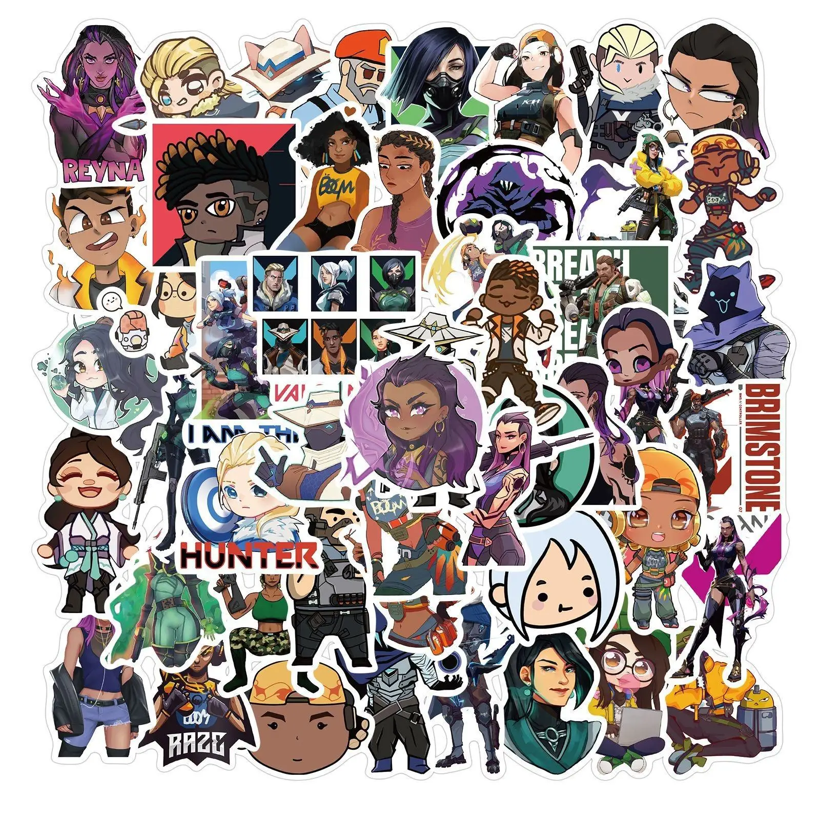 50Pcs Valorant Shooting Game Sticker Boy Children Cool Diy Decor Skateboard Amine Cartoon Vinyl Stickers