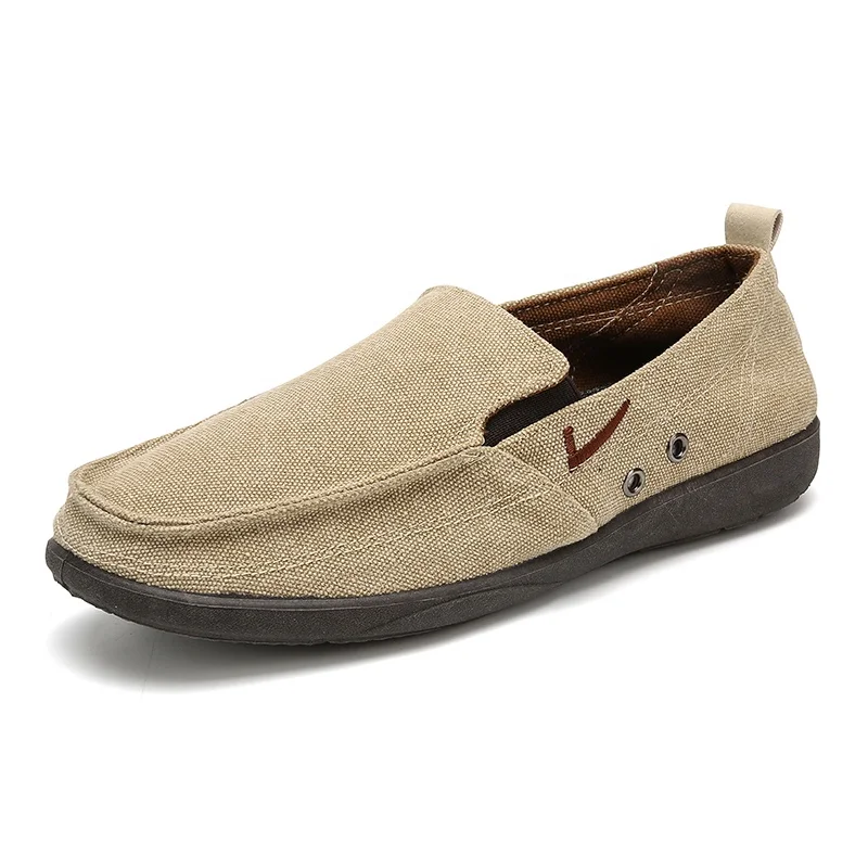 Mens Canvas Breathable Leisure One-Step Lazy Single Shoes Old Beijing Cloth Shoes Non-Slip Soft Sole