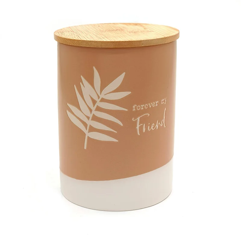 OEM Homeware kitchen set ceramic custom logo gift stackable tea sugar coffee ceramic storage canister with wooden lid