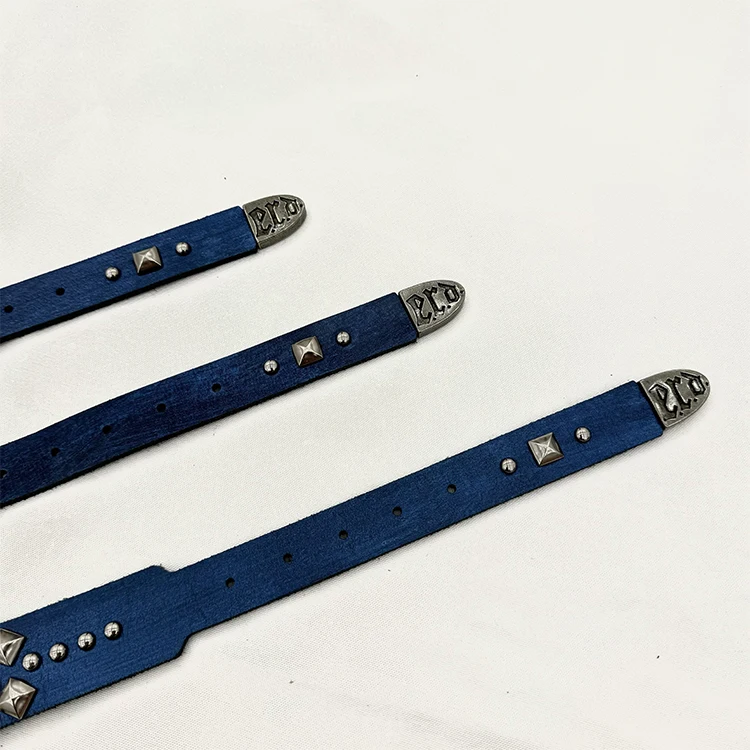 Studded Belt New double nail cross cowhide punk distressed belt