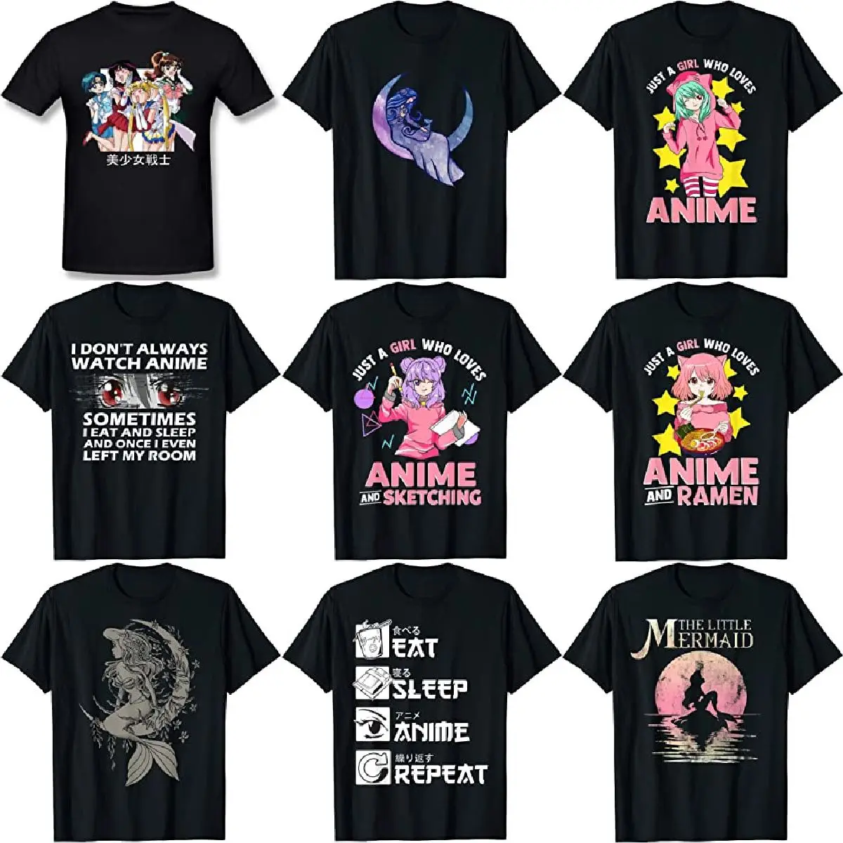 3D printed anime Moon Sailor T-shirt Decoration Girl Doll Figure Office T shirt Car Decoration T shirt