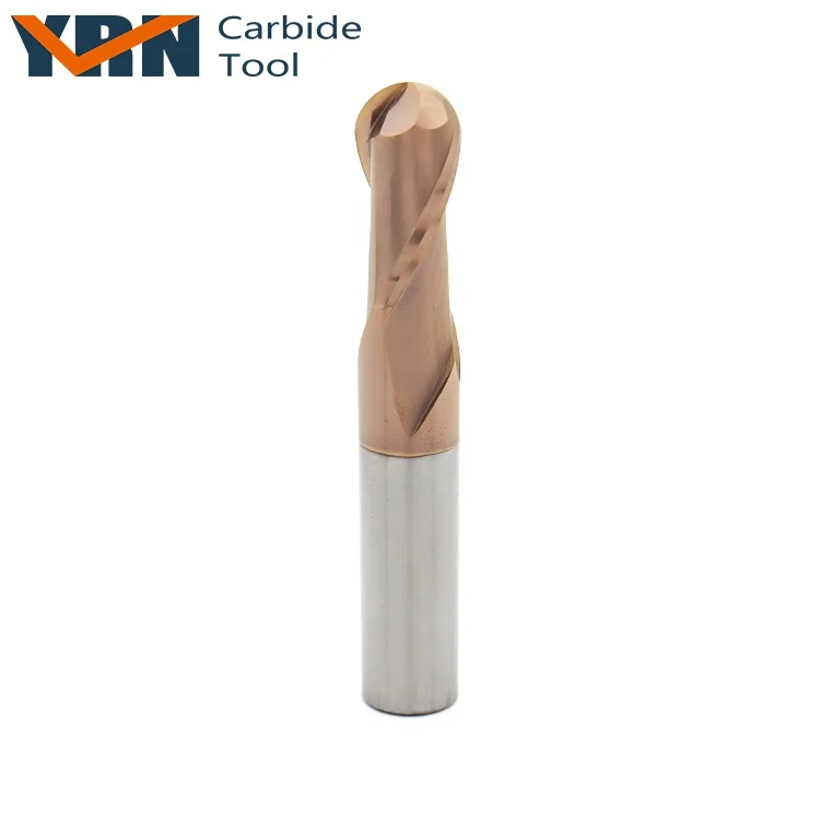 YRN R0.5/0.75/1.0/1.25/1.5/2.0mm Precision Cutting Tools HRC55 Carbide Ball Nose End Mill