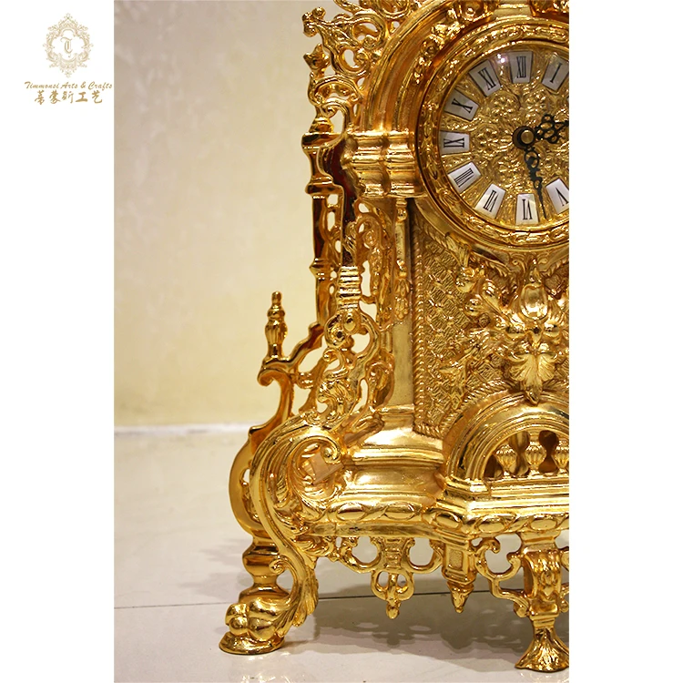 Factory Direct Sales Luxury Golden Desk Clock Hotel Lobby Golden Desk Clock