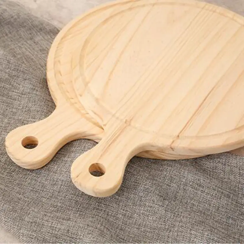 Customize Wooden  Plate For Restaurant Round Cutting Board Fruit Cheese Board With Handle